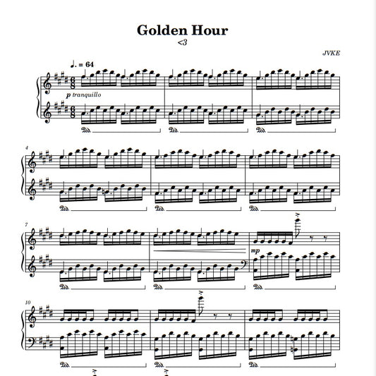 JVKE - Golden Hour (Digital Piano Sheet Music) PDF