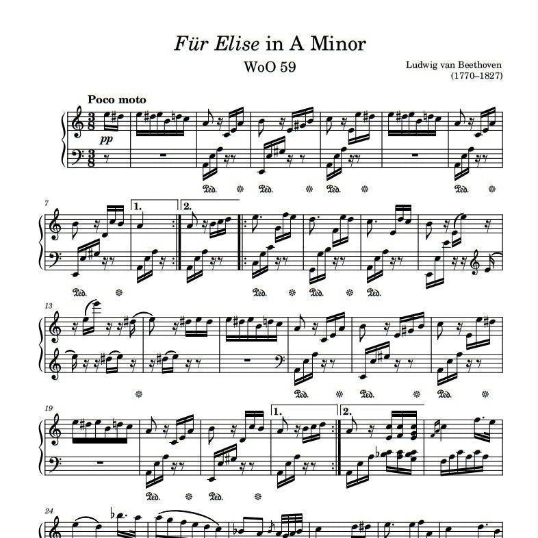 Beethoven - Fur Elise (Piano Sheet Music) PDF