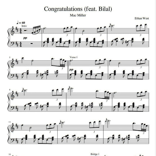 Mac Miller - Congratulations (Piano Sheet Music) PDF