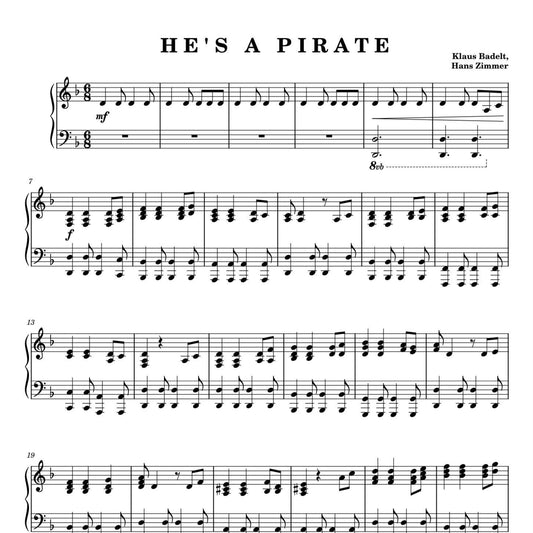 Pirates of the Caribbean theme - He’s a pirate (Piano Sheet Music) PDF