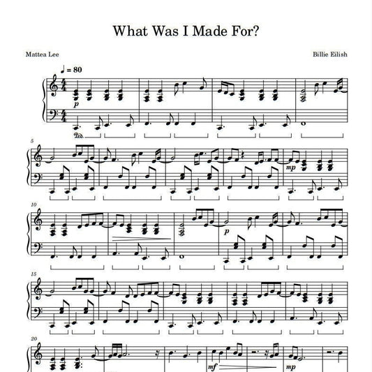 Billie Eilish - What Was I Made For? (From Barbie) Piano sheet music PDF