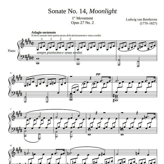 Beethoven - Moonlight Sonata (Piano Sheet Music) PDF