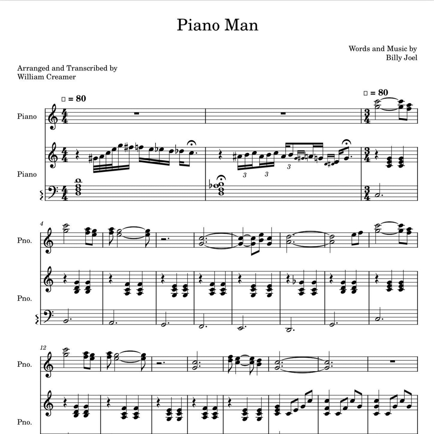 Billy Joel - Piano Man (Piano Sheet Music) PDF