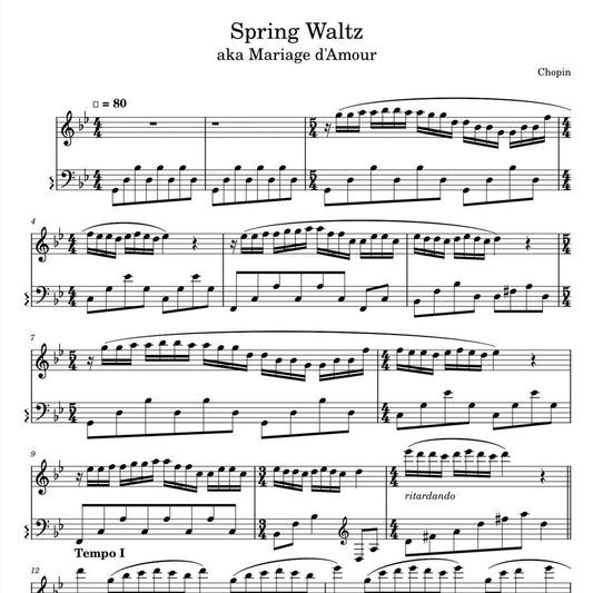 Chopin - Spring Waltz (Mariage D’amour) Piano Sheet Music - PDF