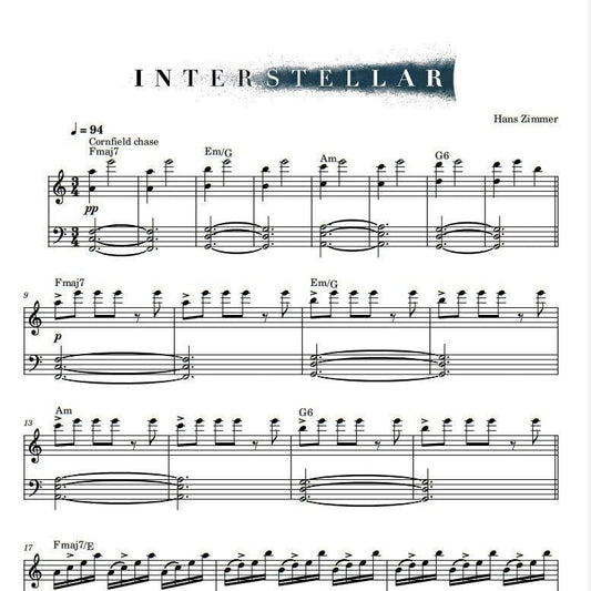 Hans Zimmer - Interstellar Cornfield Chase (Piano Sheet Music) pdf