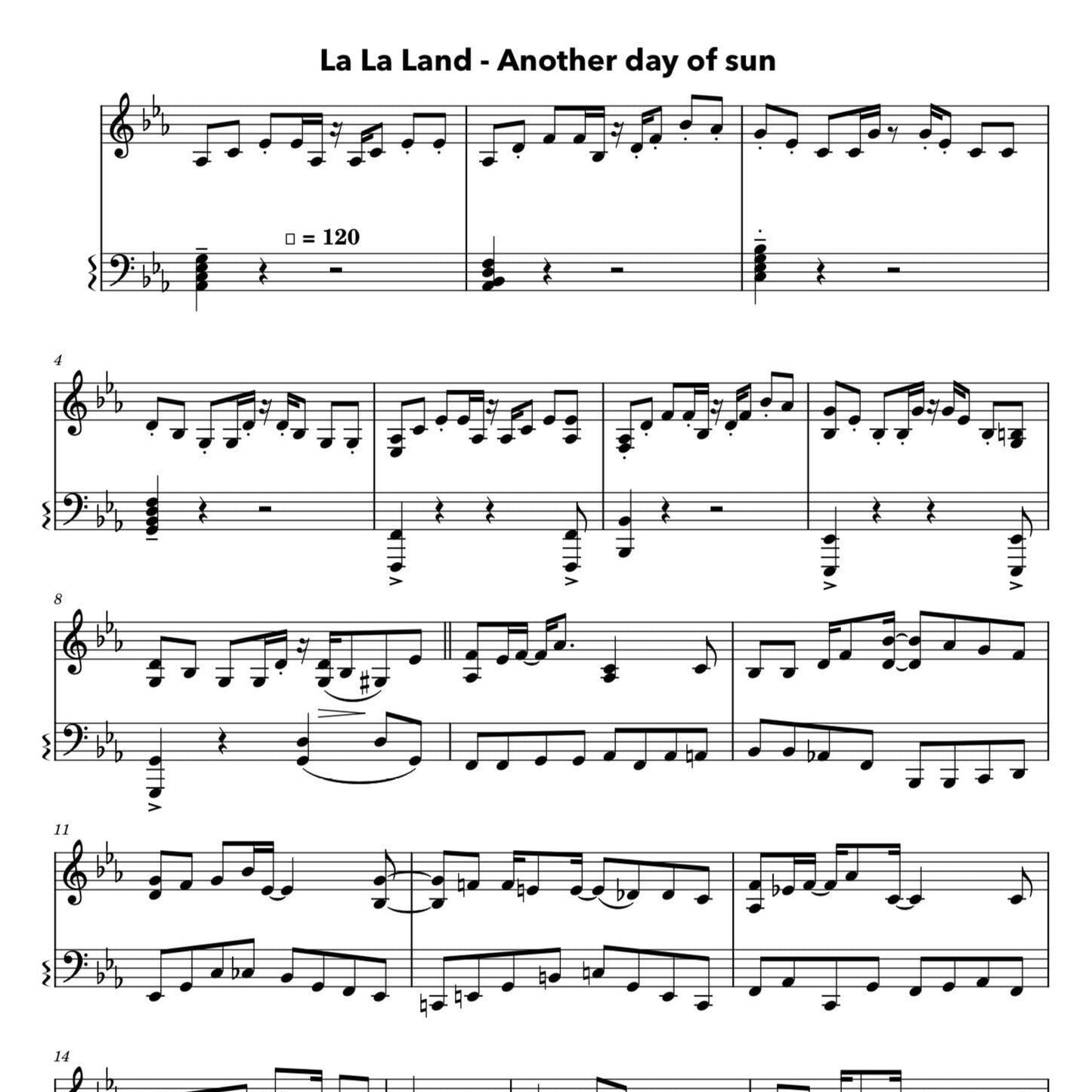 La La Land - Another Day Of Sun (Piano Sheet Music) Downloadable PDF