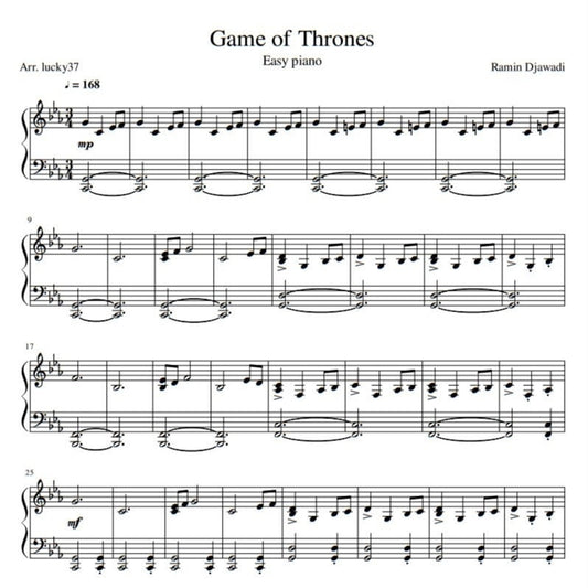 Game Of Thrones Theme (Piano Sheet Music) PDF