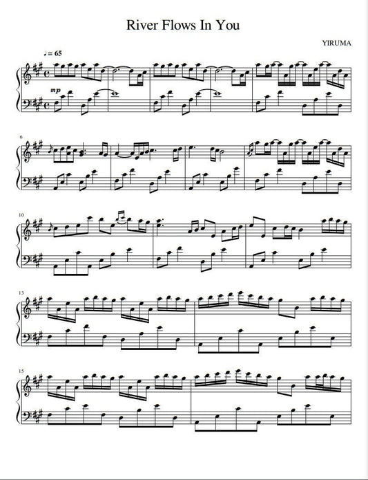 YIRUMA - River Flows In You (Piano Sheet Music) PDF