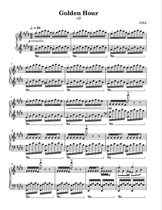 JVKE - Golden Hour (Piano Sheet Music)PDF