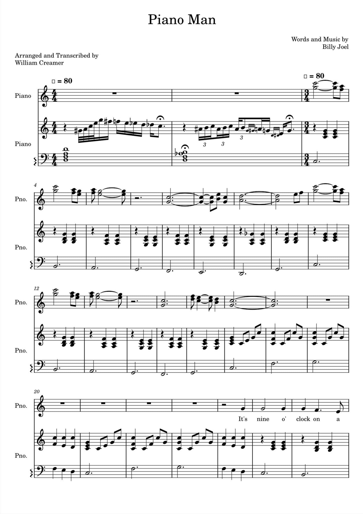 Billy Joel - Piano Mana (Piano Sheet Music) PDF