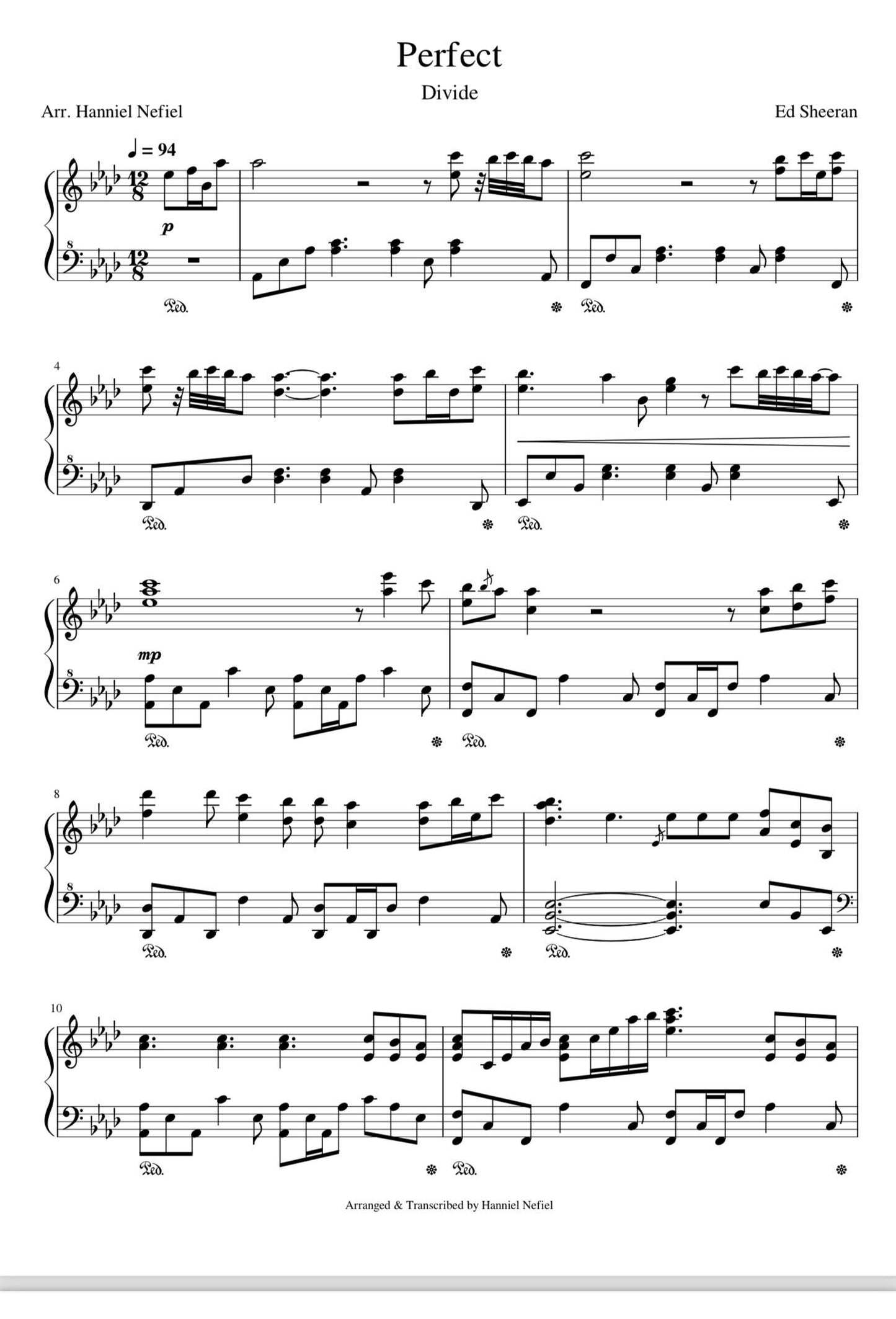 Ed Sheeran - Perfect (Piano Sheet Music) PDF